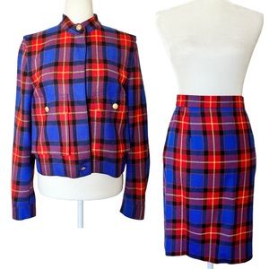 Escada Plaid Skirt and Blazer Suit Set